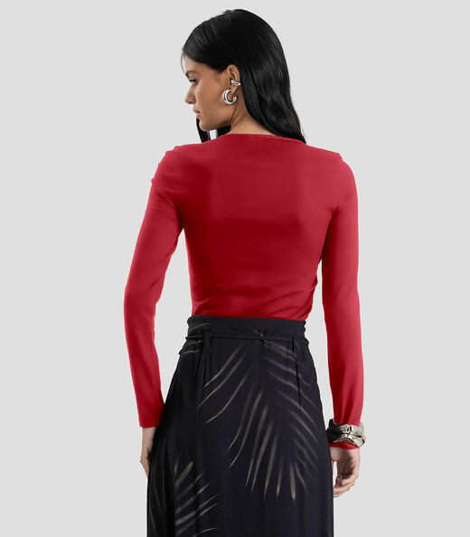 Blusa Feminino Cotton Manga Longa Dianna Vermelho