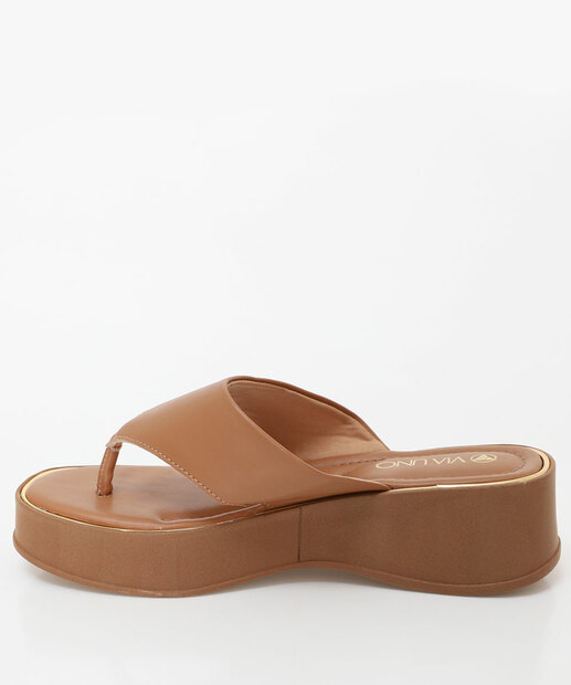 Tamanco Feminino Flatform Tiras Via Uno Marrom