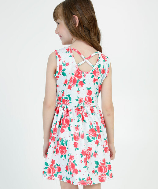 Vestido Infantil Sem Manga Estampa Floral Marisa Tam 4 a 10