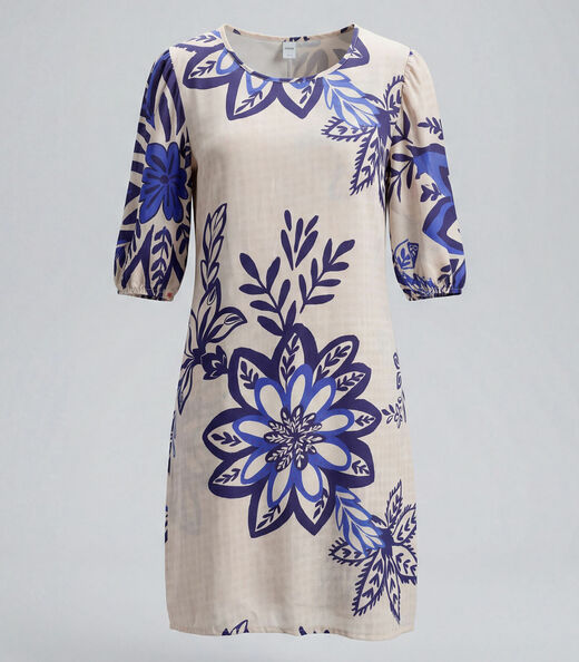 Vestido Midi Com Manga Flare 3/4 Infinita Cor Azul