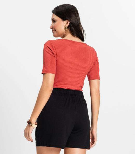 Blusa em Ribana Canelada Rovitex Marrom