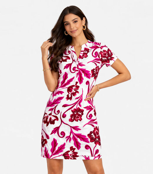 Image_Vestido Curto Estampado Com Peitilho Infinita Cor Bege