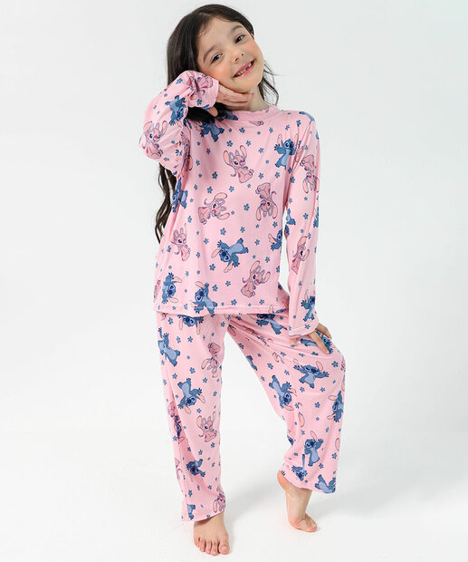 Image_Pijama Infantil Stitch Manga Longa Tam 4 a 12 Rosa