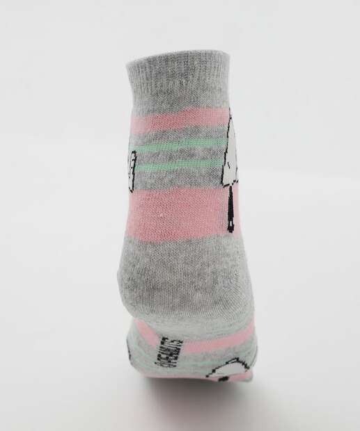Kit 2 Meias Soquete Feminina Estampa Snoopy Branco