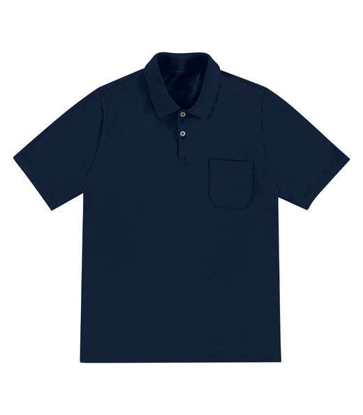 Polo Masculina Com Bolso Cotton Leve Diametro Azul