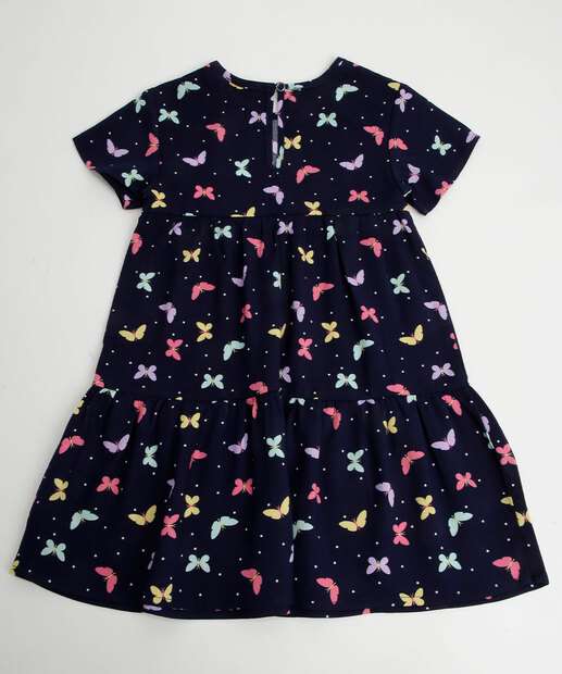Vestido Infantil Manga Curta Borboletas Marisa Tam 1 a 4