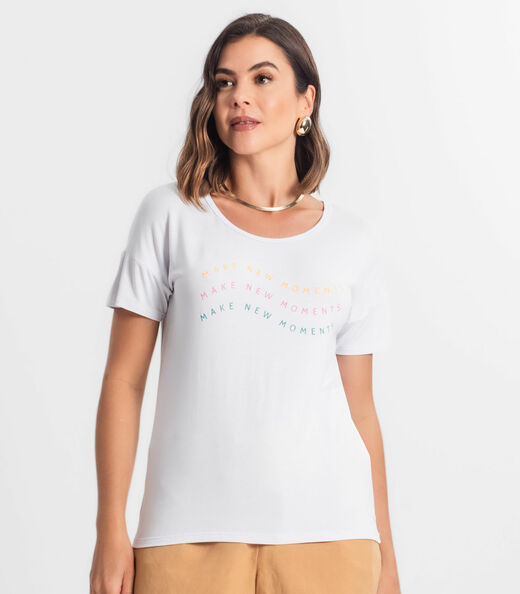 Blusa Feminina Manga Curta Select Branco