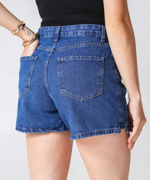 Short Jeans Feminino Cintura Alta Marisa Azul