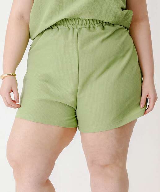 Bermuda Plus Size Feminina Cintura Alta Marisa Verde