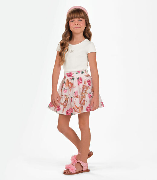 Conjunto Blusa com Saia Menina Trick Nick Bege