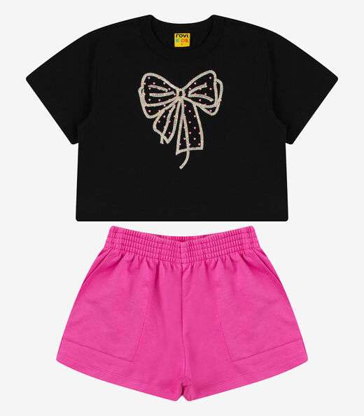 Conjunto Blusa com Shorts Meia Malha Rovi Kids Preto