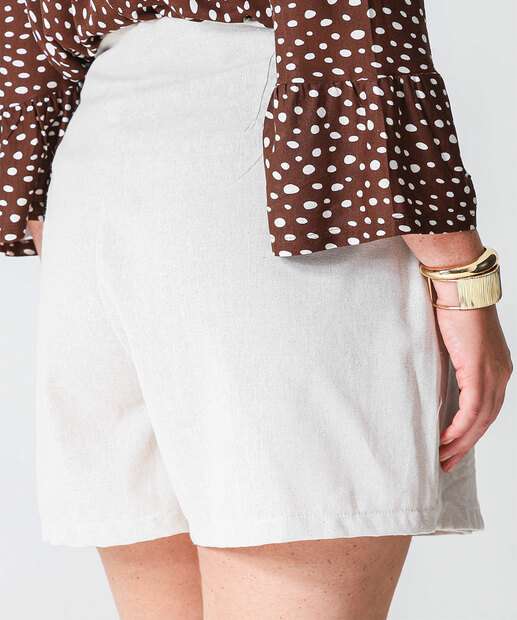 Shorts Saia Plus Size Feminino Marisa Bege
