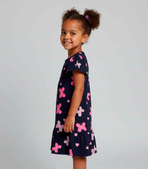 Vestido Infantil Com Babado Franzido Select Azul
