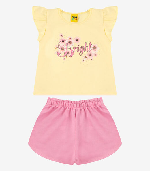 Conjunto Blusa com Shorts Menina Rovi Kids Amarelo