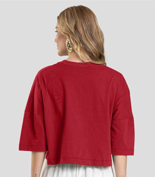 T- Shirt Feminina Cropped Dianna Vermelho