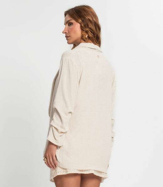 Blazer Feminino Em Linho Strong Endless Bege