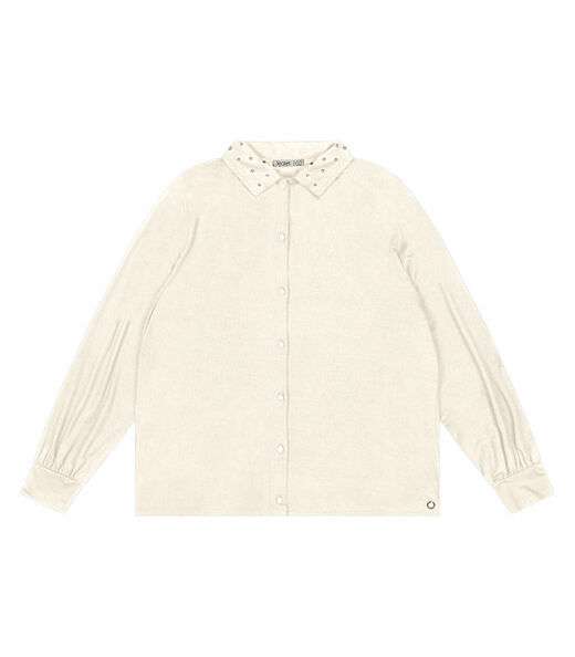 Camisa Plus Size Manga Longa Feminina Secret Glam Bege