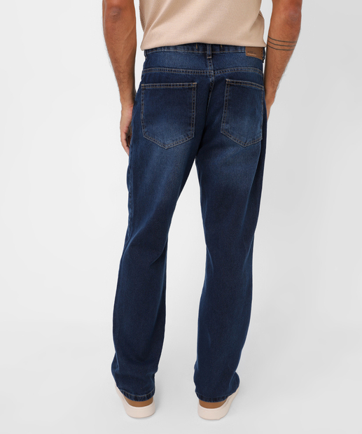 Calça Masculina Jeans Reta Bolsos Azul