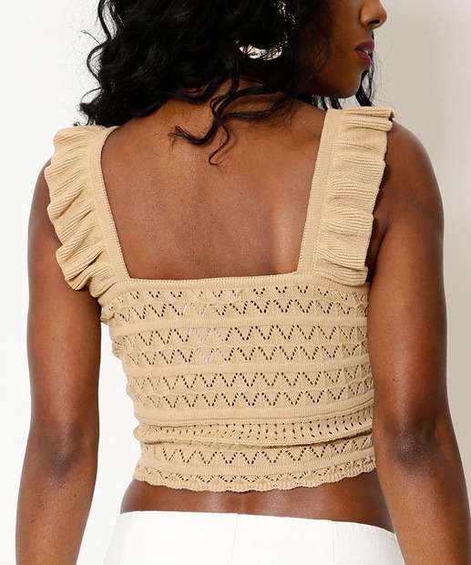 Blusa Cropped Feminina Tricô Alças Largas Marisa