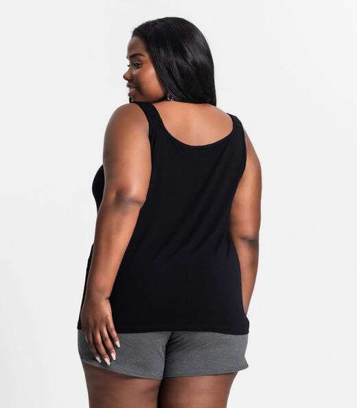 Blusa De Alça Feminina Plus Size Secret Glam Preto