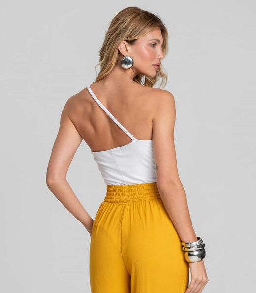 Body Feminino Alça Trançada Dianna Branco