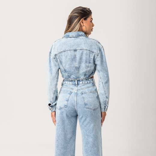 Jaqueta Jeans Cropped Feminina Zune