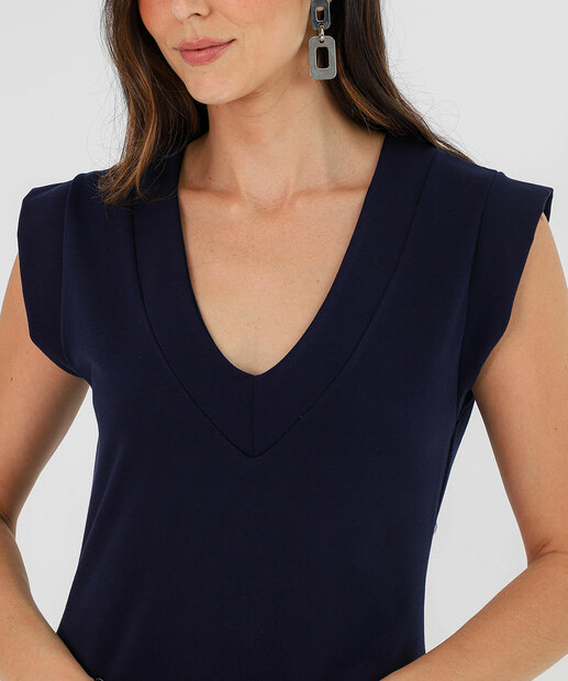 Vestido Midi Feminino Moletinho Muscle Marisa Azul