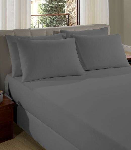 Image_Lençol Queen Premium Fio Penteado Liso Vivaldi Cinza