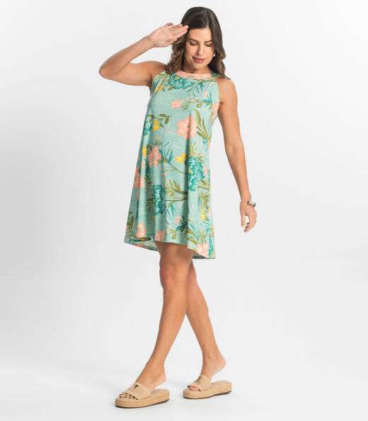 Vestido Curto Feminino Em Liganete Select Verde