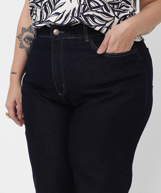 Calça Plus Size Feminina Wide Leg Petit Jeans Sawary Azul