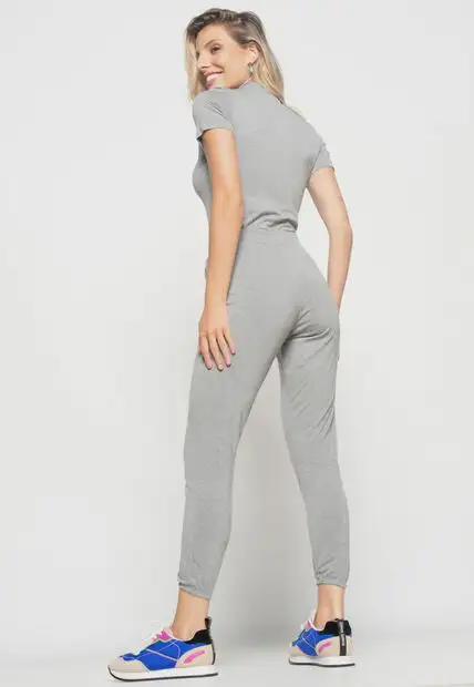 Blusa  Gola Alta Manga Curta Malha Mescla