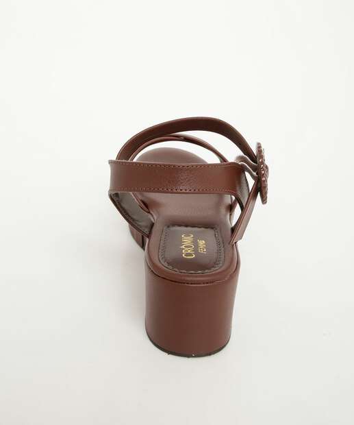 Sandália Flatform Feminina Fivela Tiras Marrom
