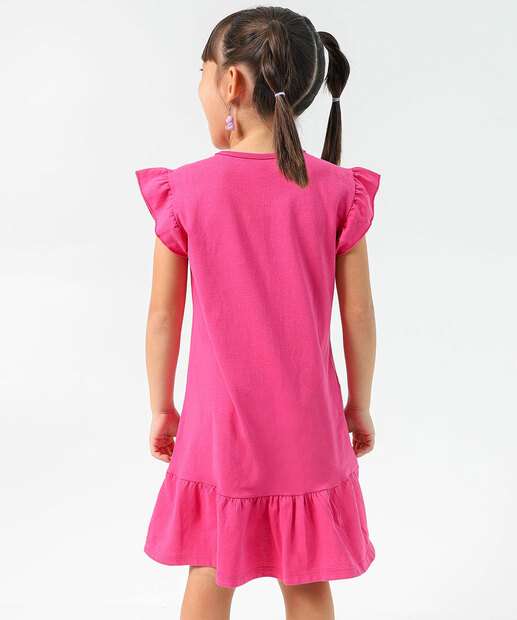 Vestido Infantil Minnie Babado Disney Tam 4 a 10 Rosa