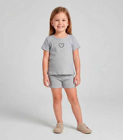 Image_Conjunto Infantil Feminino Blusa e Short Select Cinza