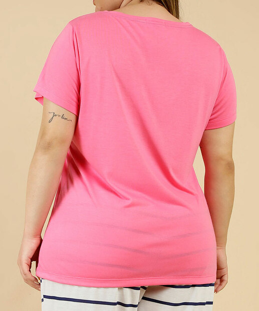 Pijama Plus Size Feminino Estampado Manga Curta Marisa