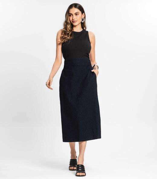 Saia Evasê  Midi Emporio Azul