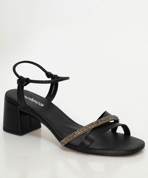 Image_Sandália Feminina Salto Grosso Strass Moleca Preto