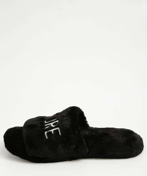  Pantufa Feminina Estampa Frase Pelúcia Marisa
