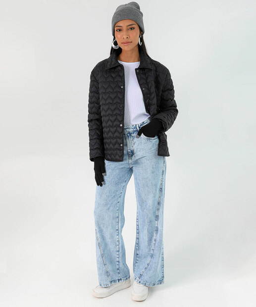 Jaqueta Feminino Matelassê Corações Marisa Preto