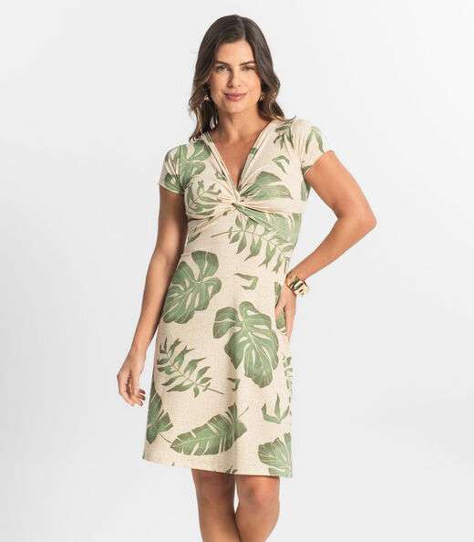 Vestido Curto Feminino Em Liganete Select Bege