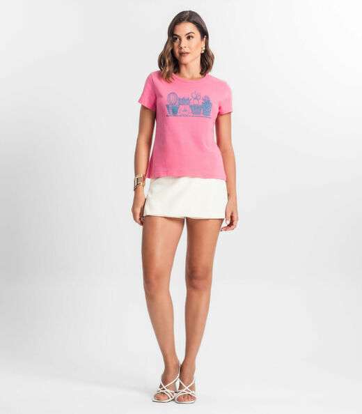 Blusa T-Shirt Feminina Estampada Select Rosa
