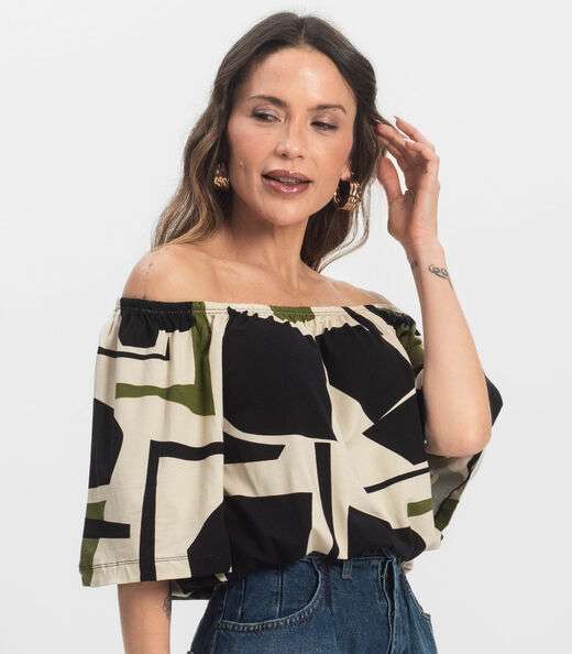 Blusa Feminina Ciganinha Infinita Cor Preto