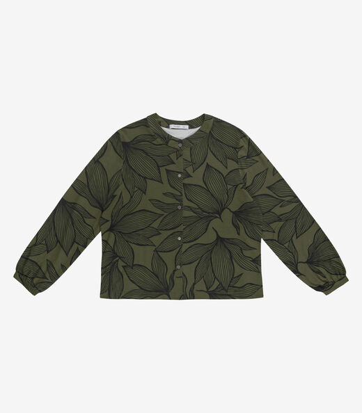 Camisa Manga Longa Estampada Plus Size Secret Glam Verde
