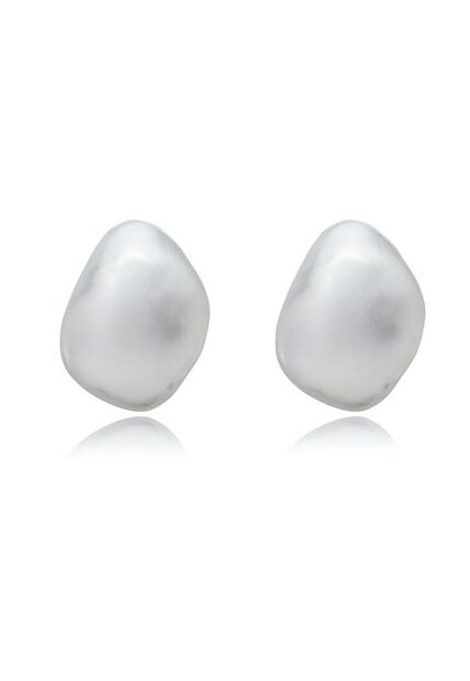 Brinco Semijoia Orgânico  Acetinado Em Ródio Branco