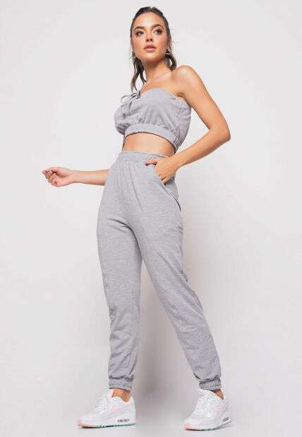 Cropped  Tomara Que Caia Malha Comfort Mescla