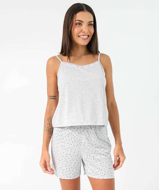 Image_Baby Doll Recorte Renda Poá Marisa Cinza