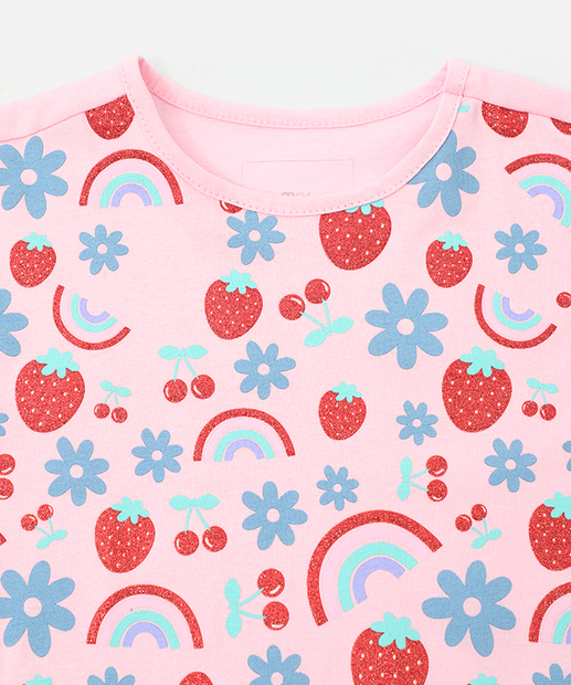 Blusa Infantil Estampa Morangos Marisa Tam 1 a 3 Rosa