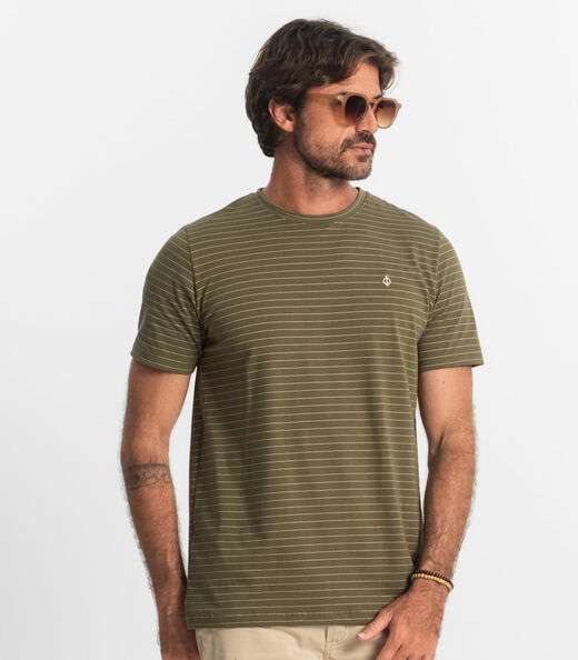 Camiseta Masculina Cotton Listrado Diametro Verde