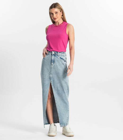 Regata Feminina Ribana Canelada Rovitex Rosa