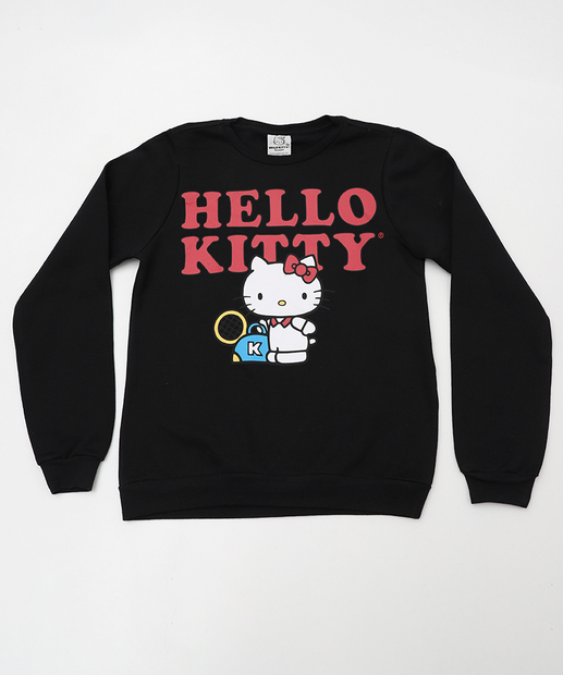 Image_Blusão Moletom Juvenil Hello Kitty Preto Tam 4 a 10